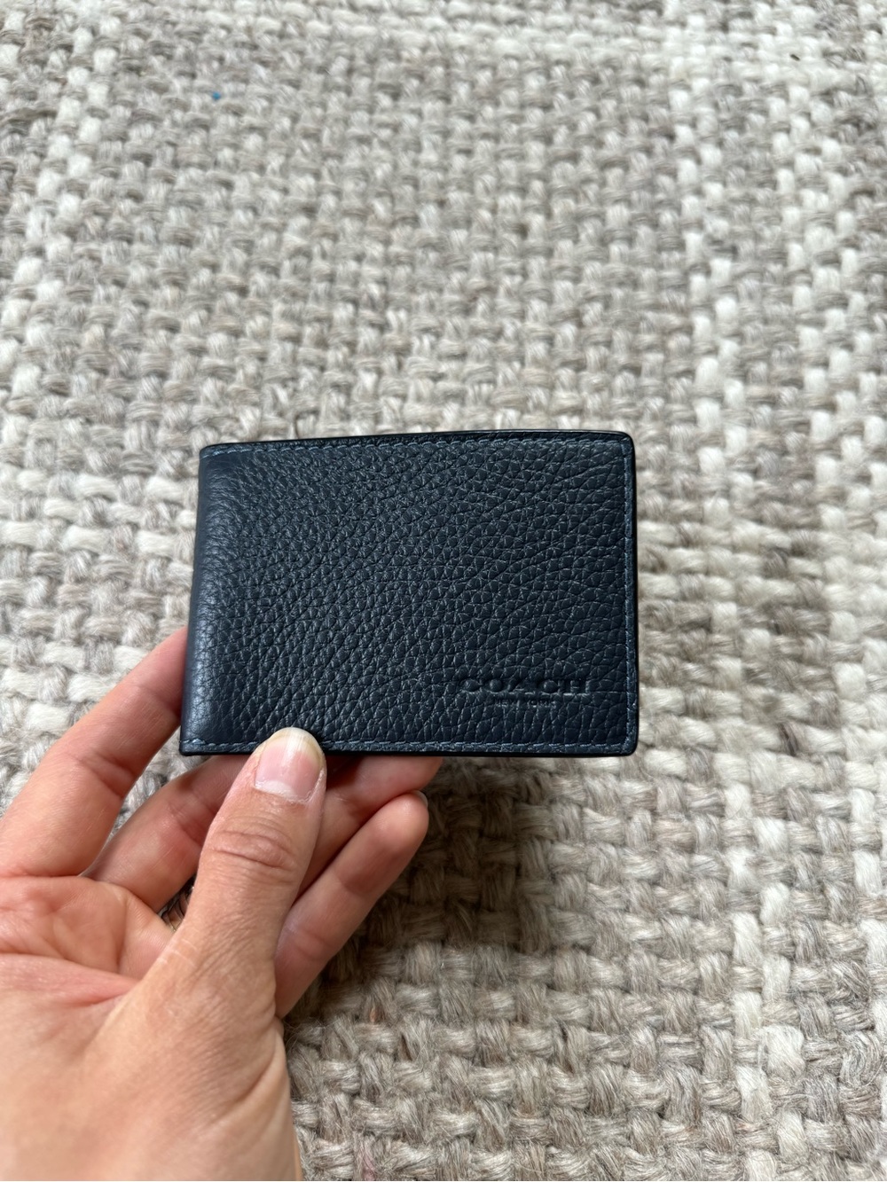 Coach leather card wallet dark blue
